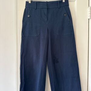 J Crew Women's Wide Leg Cropped Pants Navy Size 2